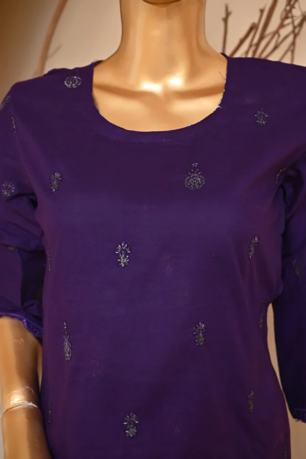 PURPLE 3 PIECE COTTON EMBROIDERED SUIT {UNSTITCHED} – 1006 – BINOSMAN - Image 4