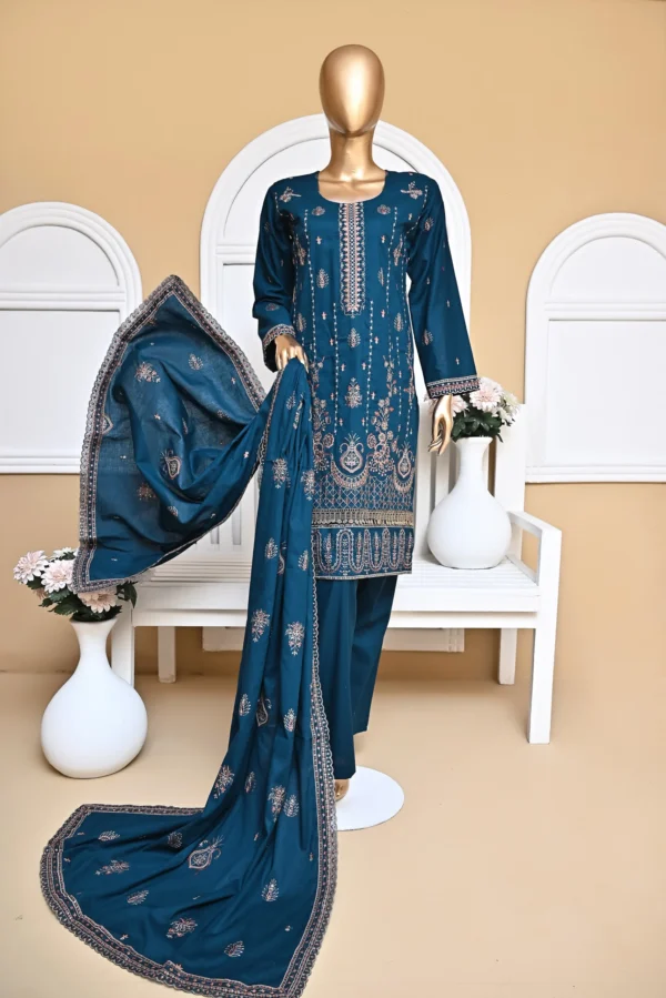 ZINC 3 PIECE COTTON EMBROIDERED SUIT {UNSTITCHED} – 3001 – BINOSMAN