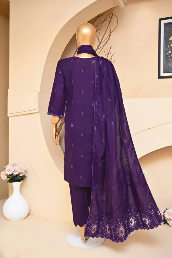 PURPLE 3 PIECE COTTON EMBROIDERED SUIT {UNSTITCHED} – 1006 – BINOSMAN - Image 2