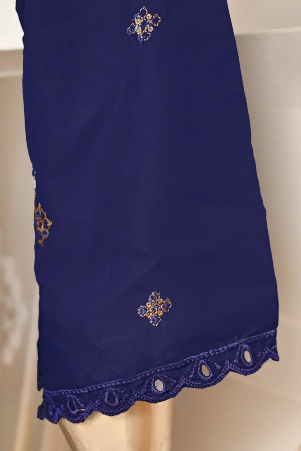 NAVY BLUE 3 PIECE COTTON EMBROIDERED SUIT {UNSTITCHED} – 1004 – BINOSMAN - Image 5