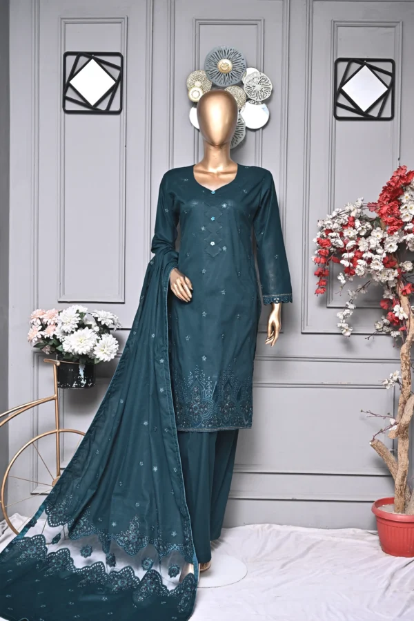 ZINC GREY 3 PIECE COTTON EMBROIDERED SUIT {UNSTITCHED} – 2004 – BINOSMAN