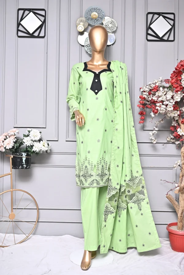 MINT GREEN 3 PIECE COTTON EMBROIDERED SUIT {UNSTITCHED} – 2003 – BINOSMAN