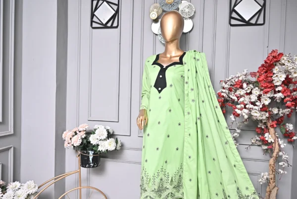 MINT GREEN 3 PIECE COTTON EMBROIDERED SUIT {UNSTITCHED} – 2003 – BINOSMAN - Image 6