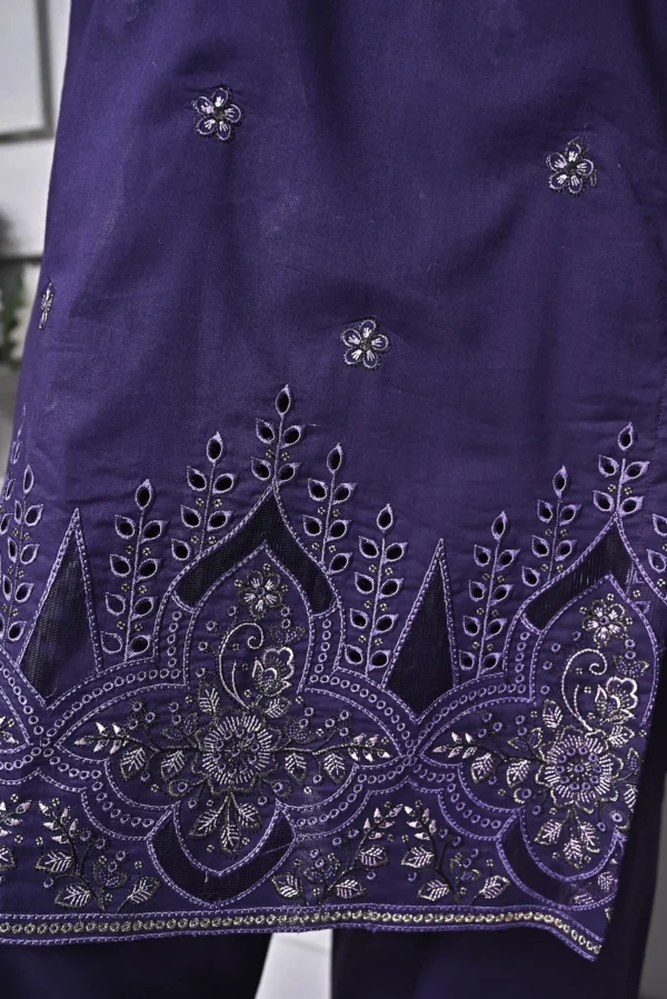 PLUM PURPLE 3 PIECE COTTON EMBROIDERED SUIT {UNSTITCHED} – 2005 – BINOSMAN - Image 3