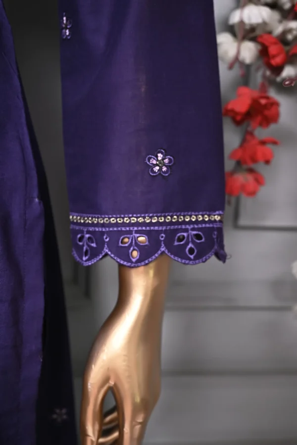 PLUM PURPLE 3 PIECE COTTON EMBROIDERED SUIT {UNSTITCHED} – 2005 – BINOSMAN - Image 5