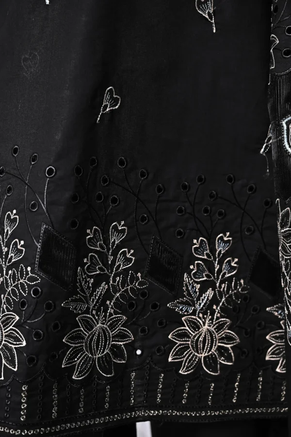 JET BLACK 3 PIECE COTTON EMBROIDERED SUIT {UNSTITCHED} – 2001 – BINOSMAN - Image 3