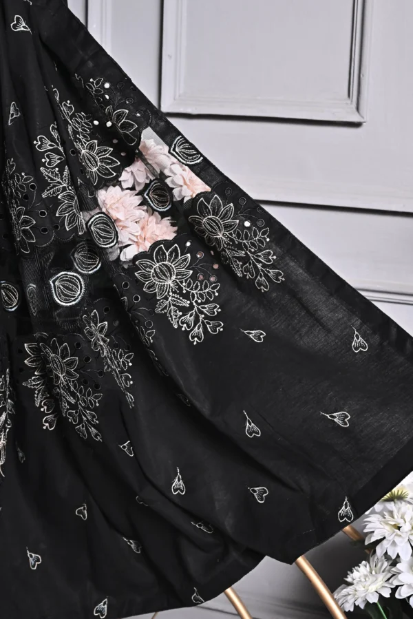 JET BLACK 3 PIECE COTTON EMBROIDERED SUIT {UNSTITCHED} – 2001 – BINOSMAN - Image 5