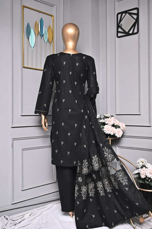 JET BLACK 3 PIECE COTTON EMBROIDERED SUIT {UNSTITCHED} – 2001 – BINOSMAN - Image 2