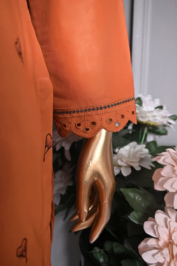 RUST ORANGE 3 PIECE COTTON EMBROIDERED SUIT {UNSTITCHED} – 2006 – BINOSMAN - Image 5