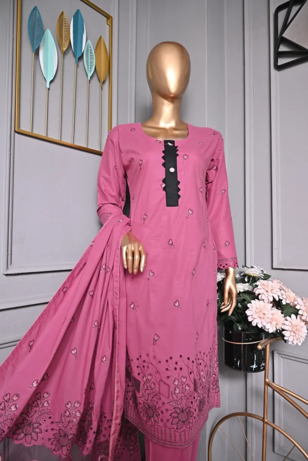 PERSIAN PINK 3 PIECE COTTON EMBROIDERED SUIT {UNSTITCHED} – 2002 – BINOSMAN - Image 6