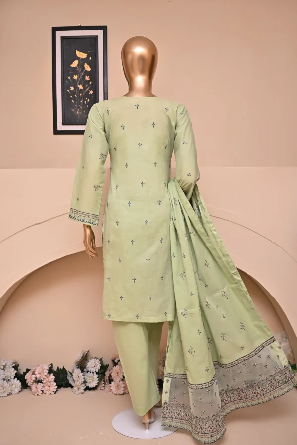 VANILA GREEN 3 PIECE COTTON EMBROIDERED SUIT {UNSTITCHED} – 6002 – BINOSMAN - Image 3