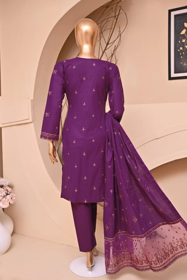 GRAPE PURPLE 3 PIECE COTTON EMBROIDERED SUIT {UNSTITCHED} – 6006 – BINOSMAN - Image 3
