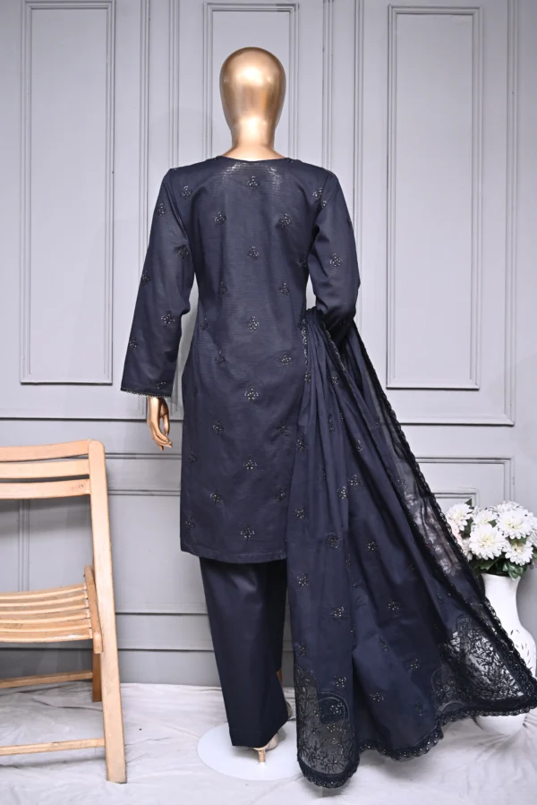 METALIC GREY 3 PIECE LAWN DORIA EMBROIDERED SUIT {UNSTITCHED} – 0105 – BINOSMAN - Image 3