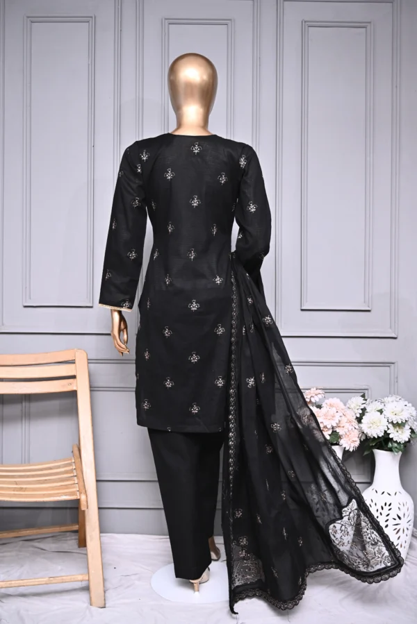 DARK BLACK 3 PIECE LAWN DORIA EMBROIDERED SUIT {UNSTITCHED} – 0101 – BINOSMAN - Image 2