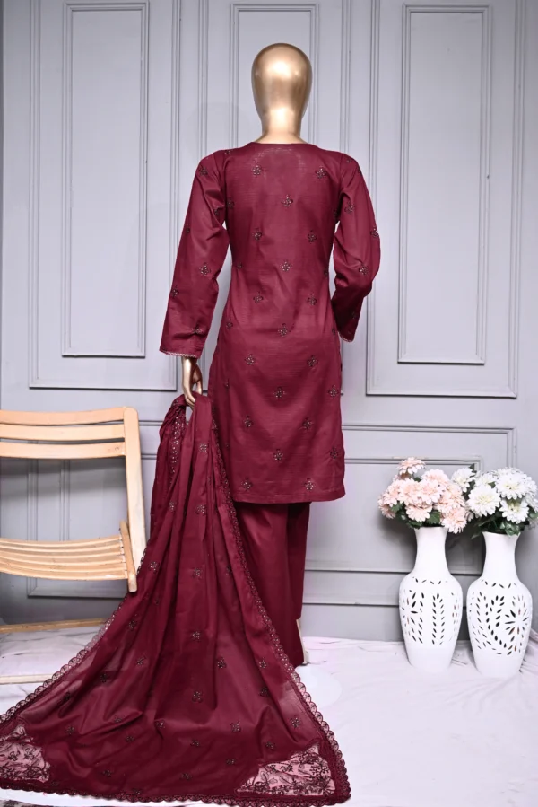 MAROON 3 PIECE LAWN DORIA EMBROIDERED SUIT {UNSTITCHED} – 0102 – BINOSMAN - Image 4