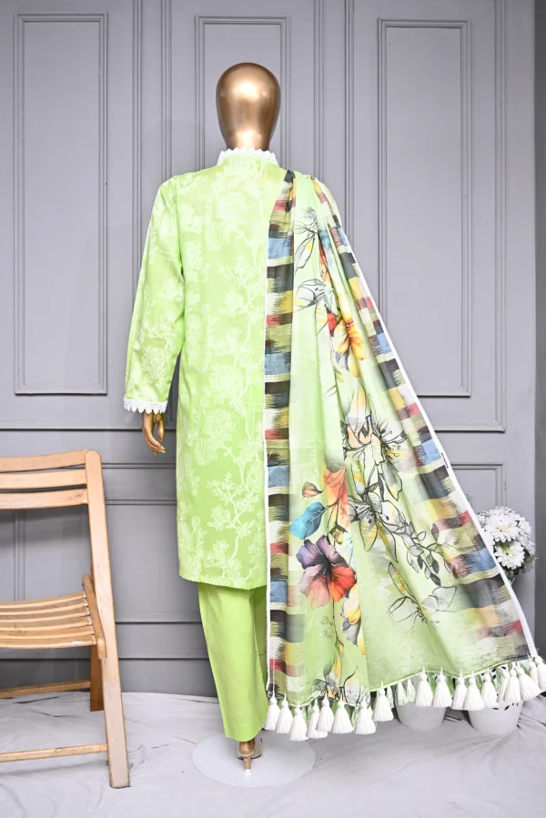 MINT GREEN 3 PIECE LAWN JAQUARD SUIT {UNSTITCHED} – 8004 – BINOSMAN - Image 3