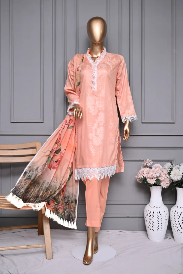 MELON 3 PIECE LAWN JAQUARD SUIT {UNSTITCHED} – 8005 – BINOSMAN
