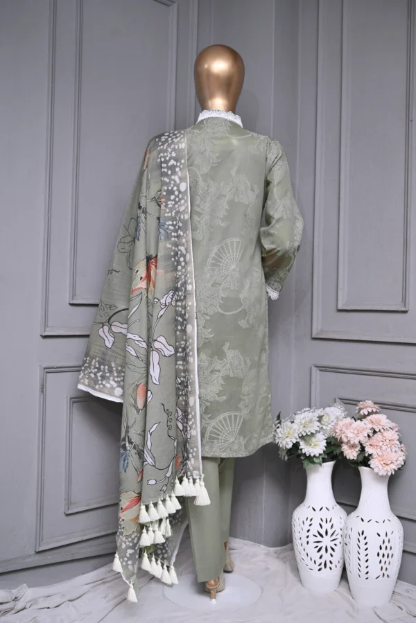 SMOKEY GREY 3 PIECE LAWN JAQUARD SUIT {UNSTITCHED} – 8008 – BINOSMAN - Image 2