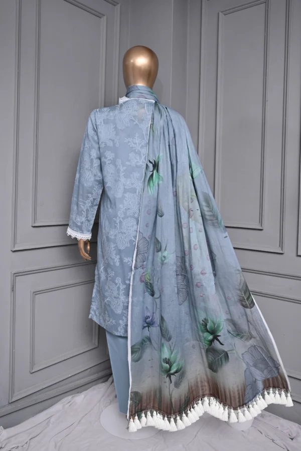 COOL GREY 3 PIECE LAWN JAQUARD SUIT {UNSTITCHED} – 8007 – BINOSMAN - Image 3