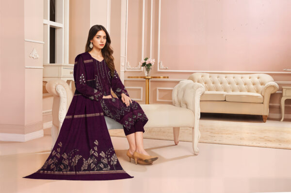 3703 – 3 PIECE VISCOSE BANA DORIA EMBROIDERED SUIT {UNSTITCHED} –BINOSMAN - Image 2