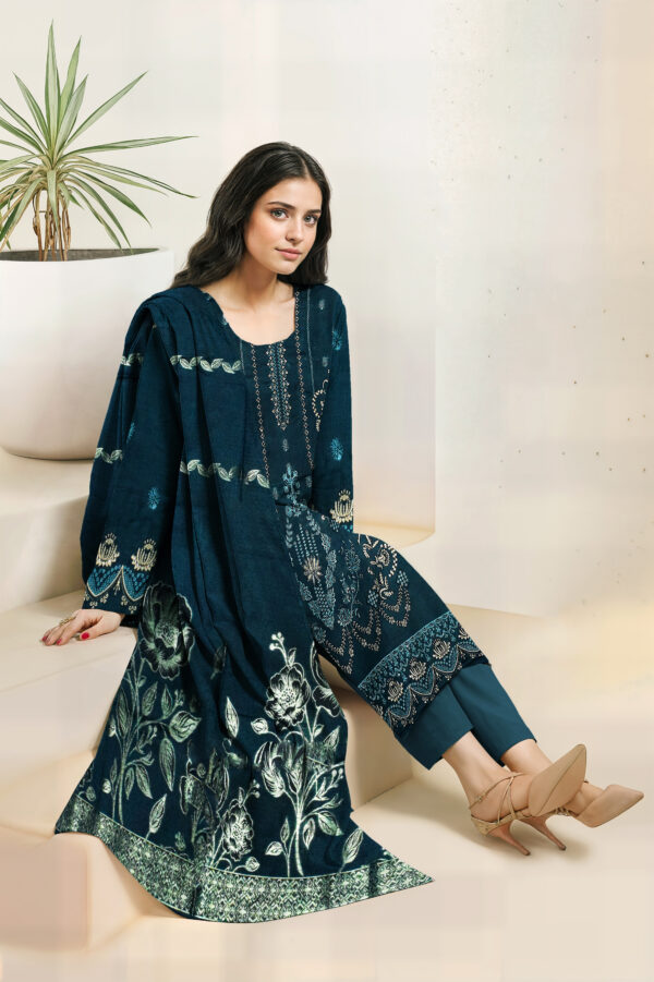3701 – 3 PIECE VISCOSE BANA DORIA EMBROIDERED SUIT {UNSTITCHED} –BINOSMAN - Image 2