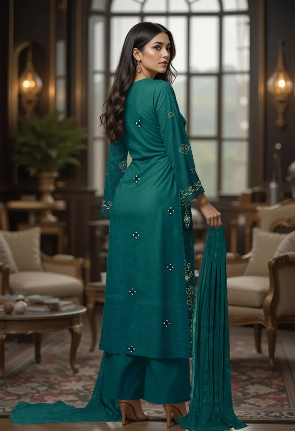 3202 – 3 PIECE VISCOSE BANA DORIA EMBROIDERED SUIT {UNSTITCHED} –BINOSMAN - Image 3