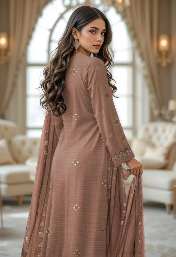 3203 – 3 PIECE VISCOSE BANA DORIA EMBROIDERED SUIT {UNSTITCHED} –BINOSMAN - Image 3