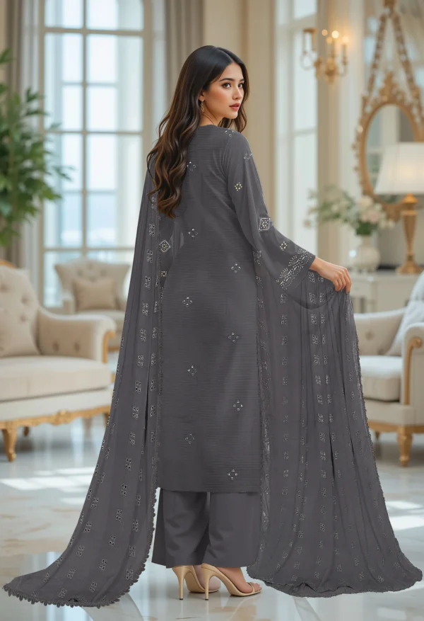3206 – 3 PIECE VISCOSE BANA DORIA EMBROIDERED SUIT {UNSTITCHED} –BINOSMAN - Image 3